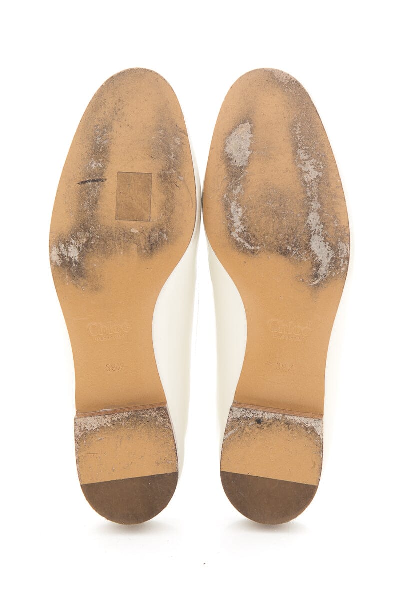 Chloe White Leather C Mules SZ 39.5