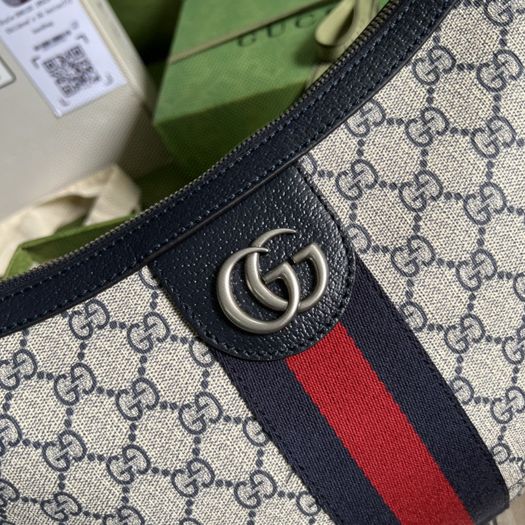 gg Ophidia gg Small Shoulder Bag Beige And Blue gg Supreme Canvas For Women 12in/30cm 598125 2ZGMN 4076