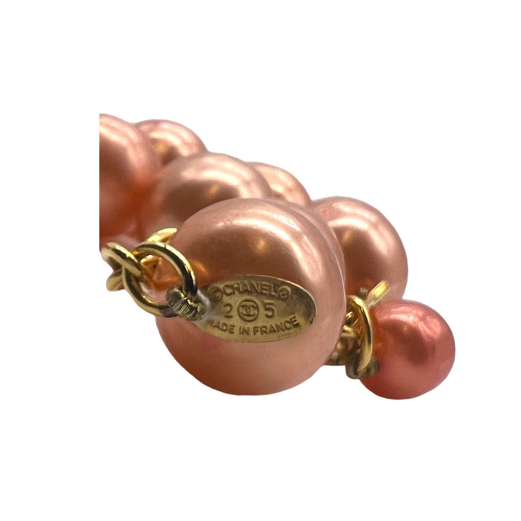 Vintage CHANEL Peach Synthetic Pearl Necklace
