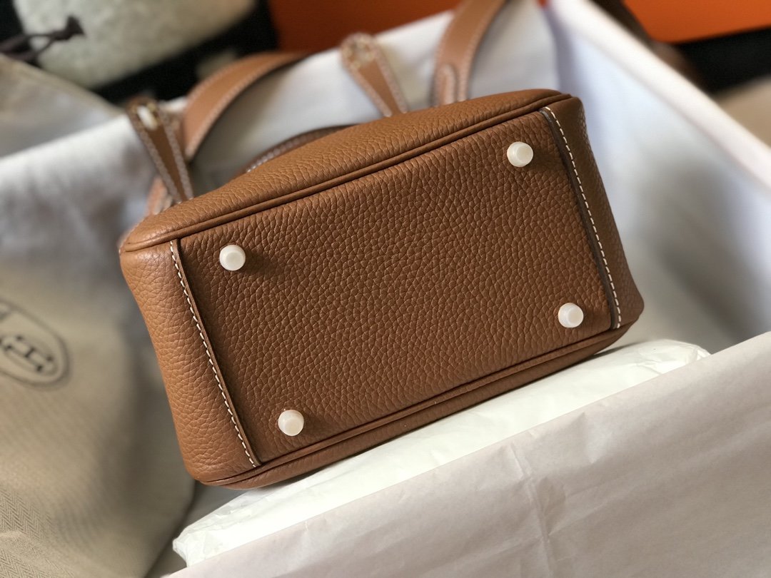 GLAMI Mini Lindy Brown For Women Gold Toned Hardware 7.5in/19cm