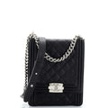 CHANEL North South Boy Flap Bag Quilted Caviar Large