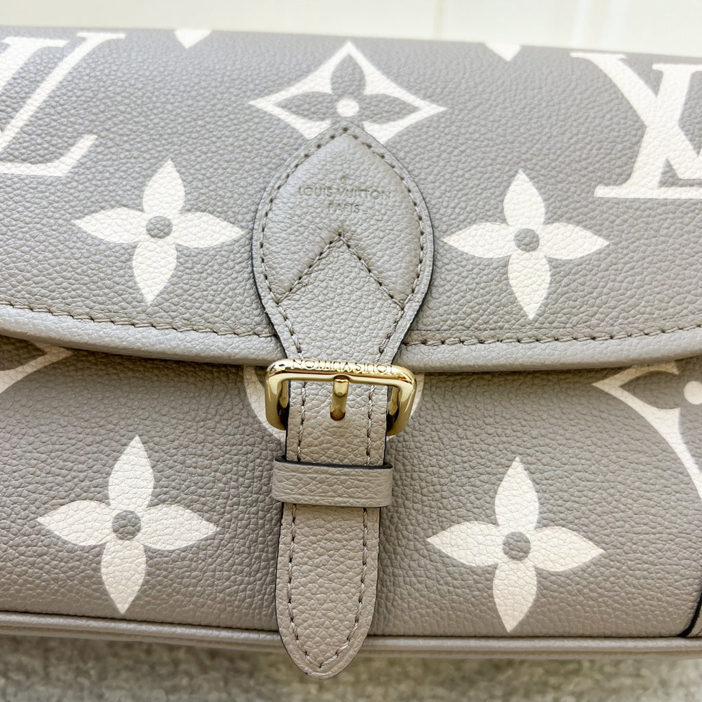 LV Diane PM in Tourterelle (Grey) / Creme Giant Monogram Empreinte Leather and GHW
