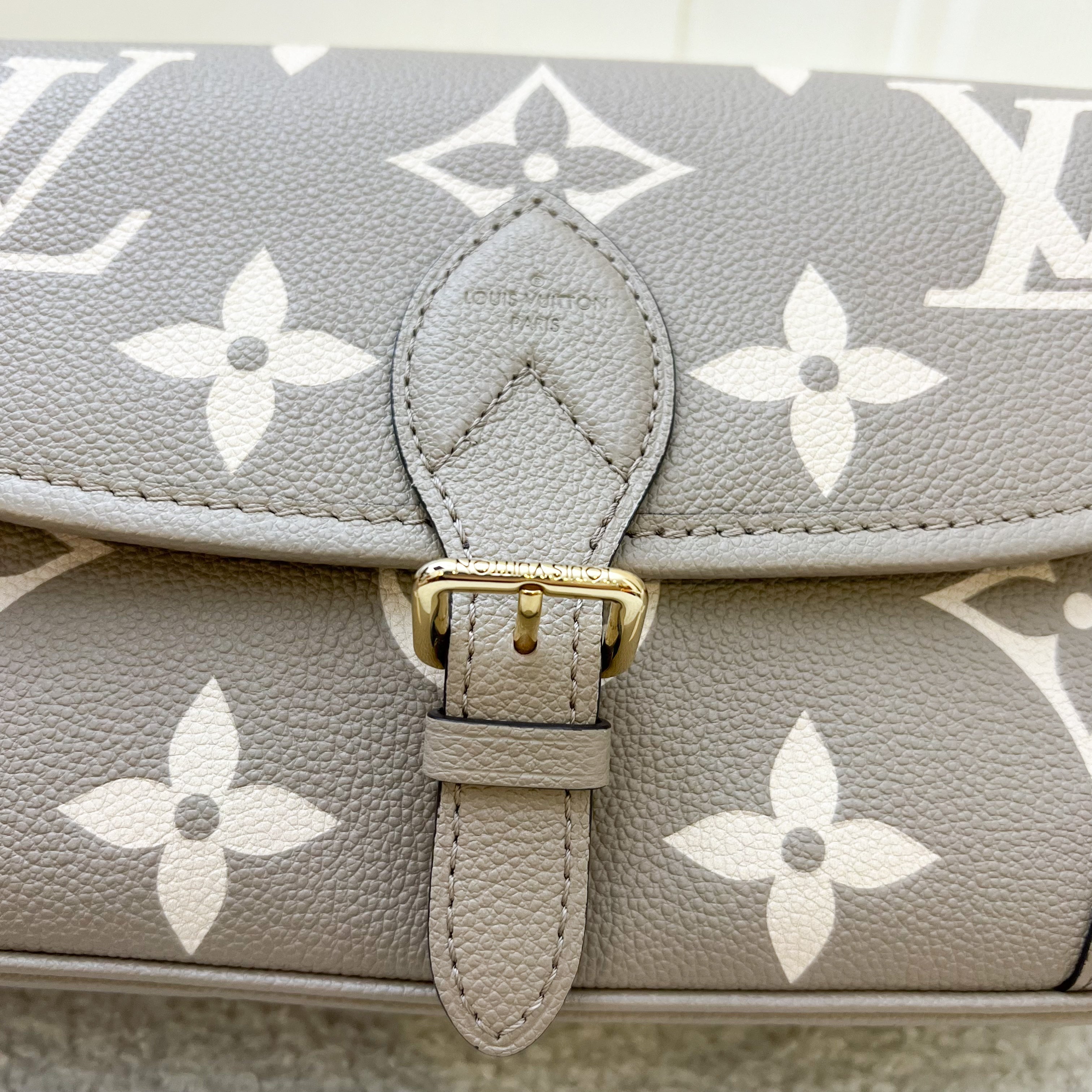 LV Diane PM in Tourterelle (Grey) / Creme Giant Monogram Empreinte Leather and GHW