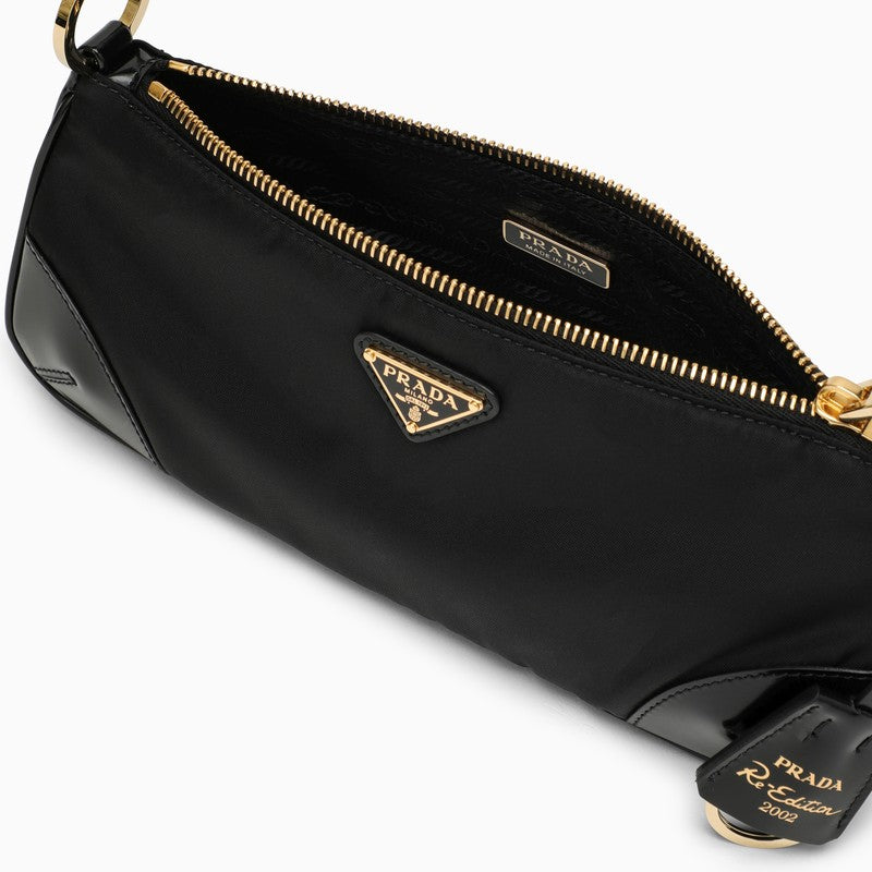 Prada Re-Edition 2002 Black Re-Nylon Shoulder Bag With Logo Women