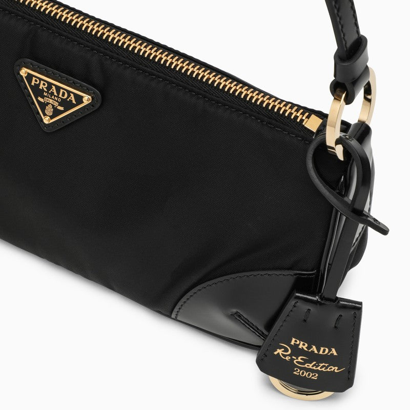 Prada Re-Edition 2002 Black Re-Nylon Shoulder Bag With Logo Women
