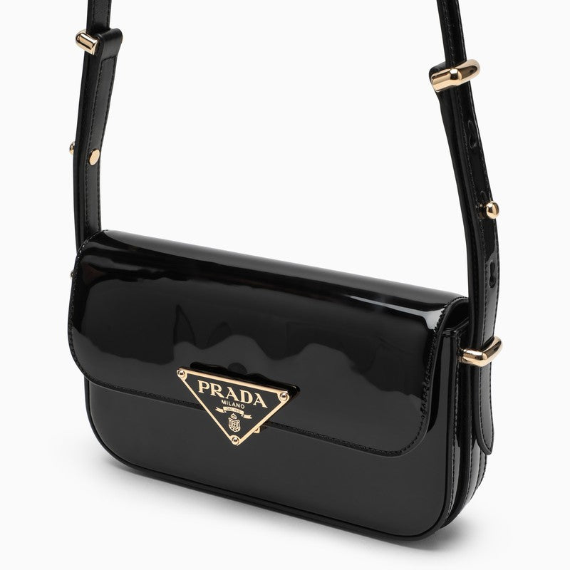 Prada Black Patent Leather Shoulder Bag Women