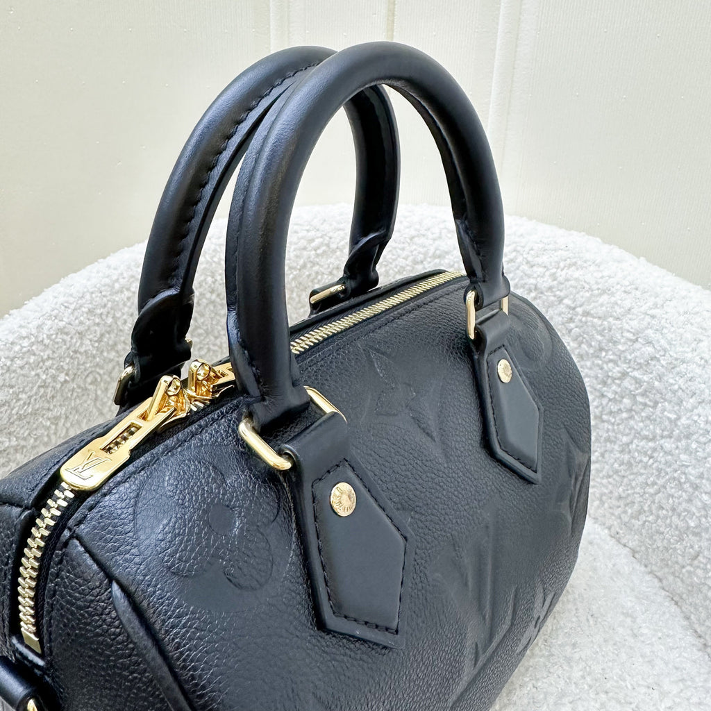 LV Speedy Bandouliere 20 in Black Giant Monogram Empreinte Leather and GHW