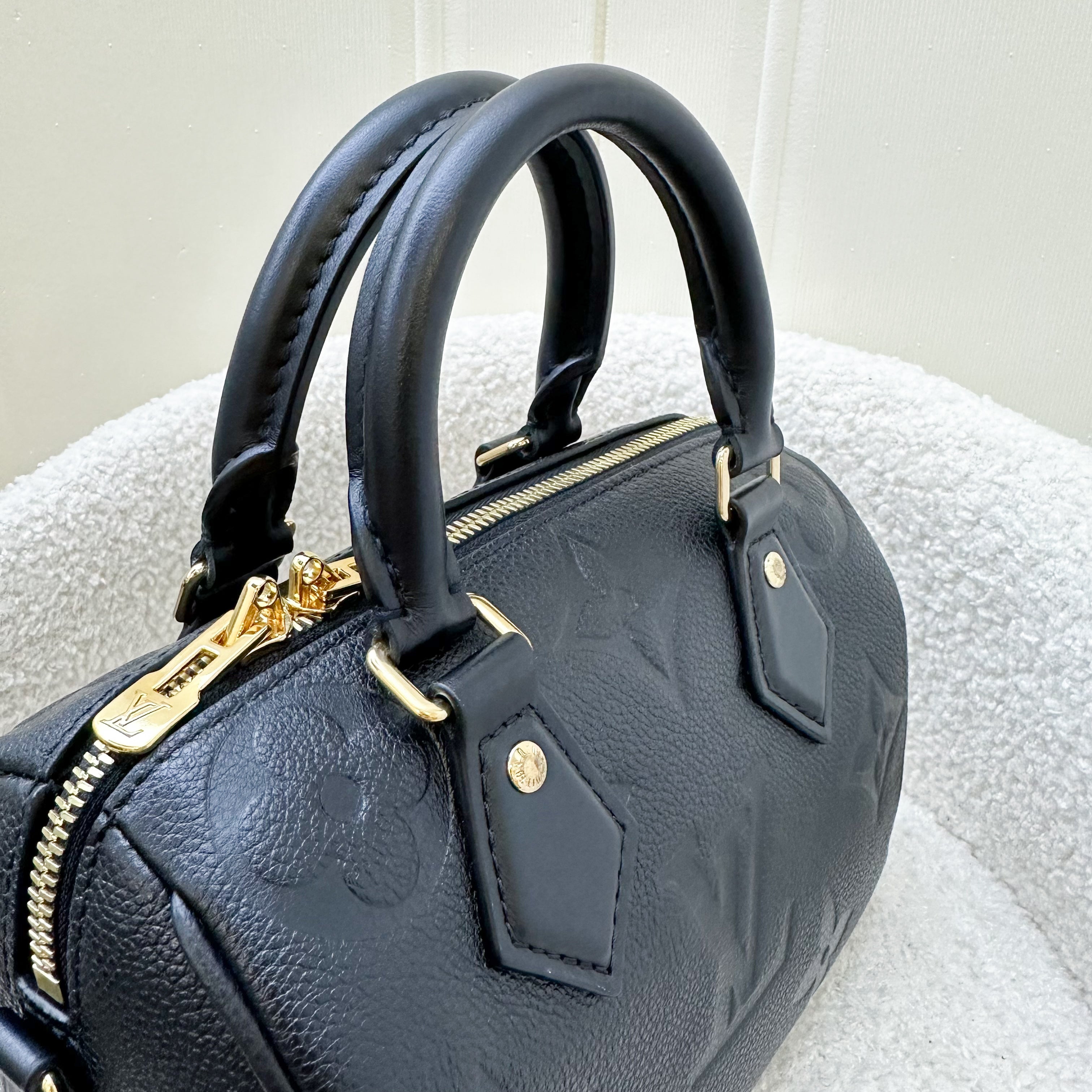 LV Speedy Bandouliere 20 in Black Giant Monogram Empreinte Leather and GHW