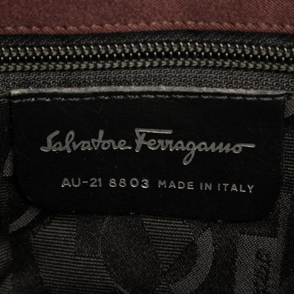 Brown Ferragamo Tiered Grosgrain Chain Tote Bag