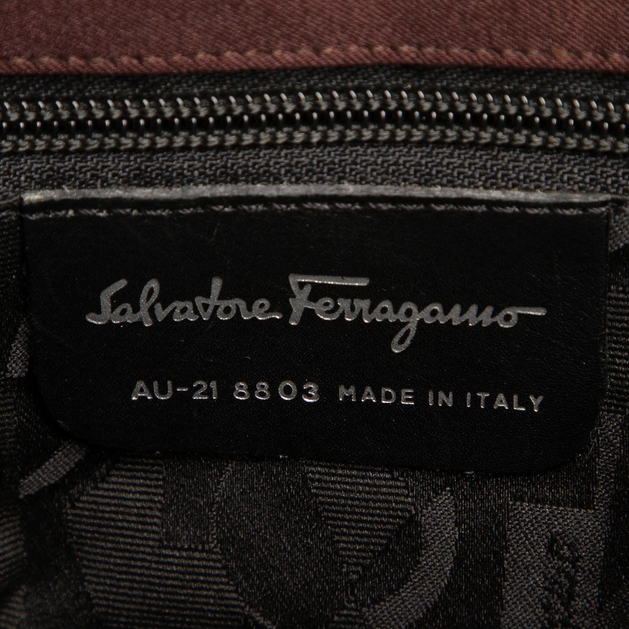 Brown Ferragamo Tiered Grosgrain Chain Tote Bag