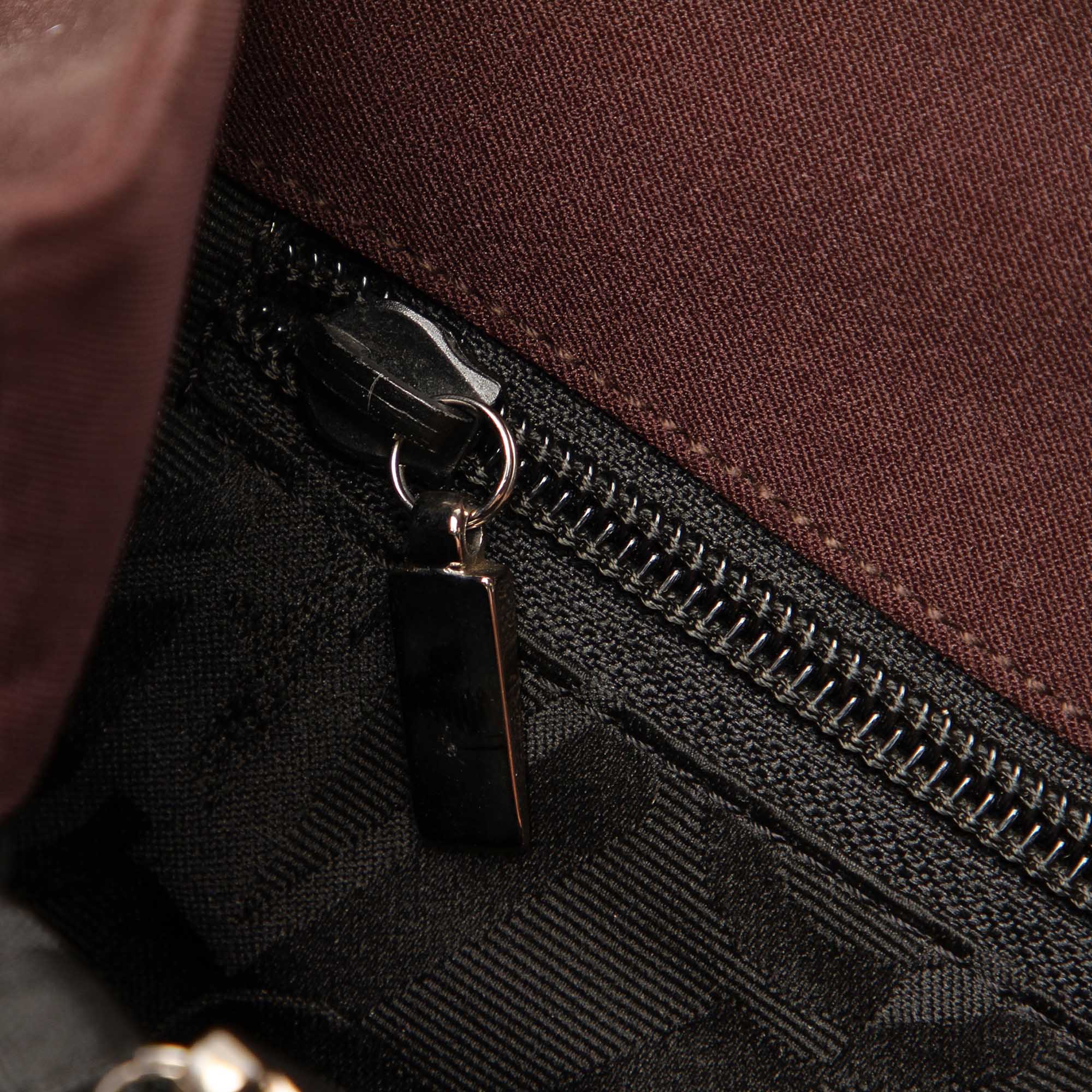 Brown Ferragamo Tiered Grosgrain Chain Tote Bag
