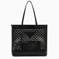 Prada Large Black Perforated Leather Shopping Bag Women