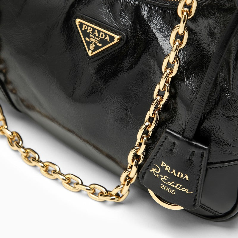 Prada Re-Edition 2005 Black Patent Leather Bag Women