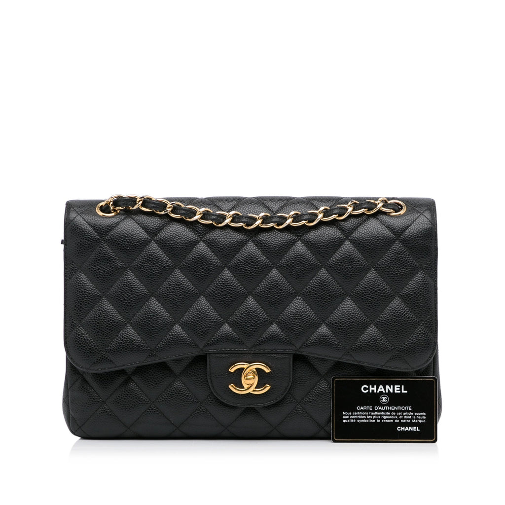 Chanel Classic Double Flap Jumbo Black Caviar Gold