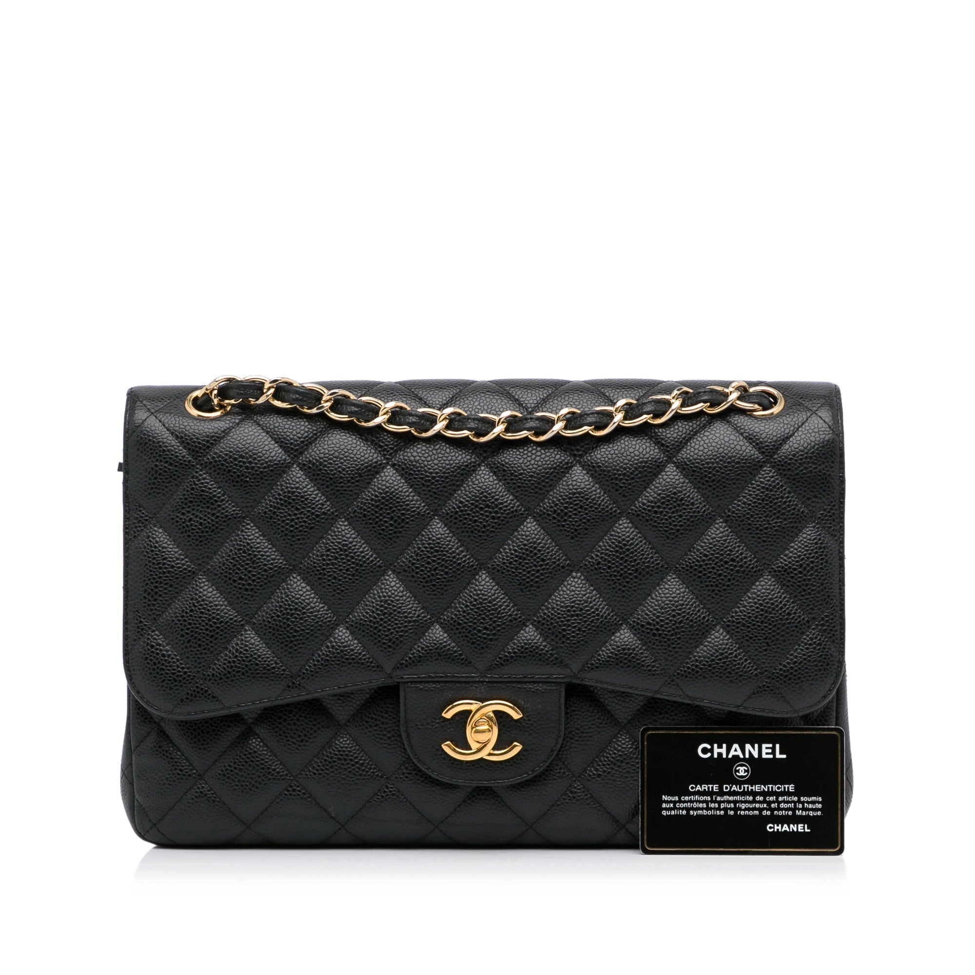 Chanel Classic Double Flap Jumbo Black Caviar Gold