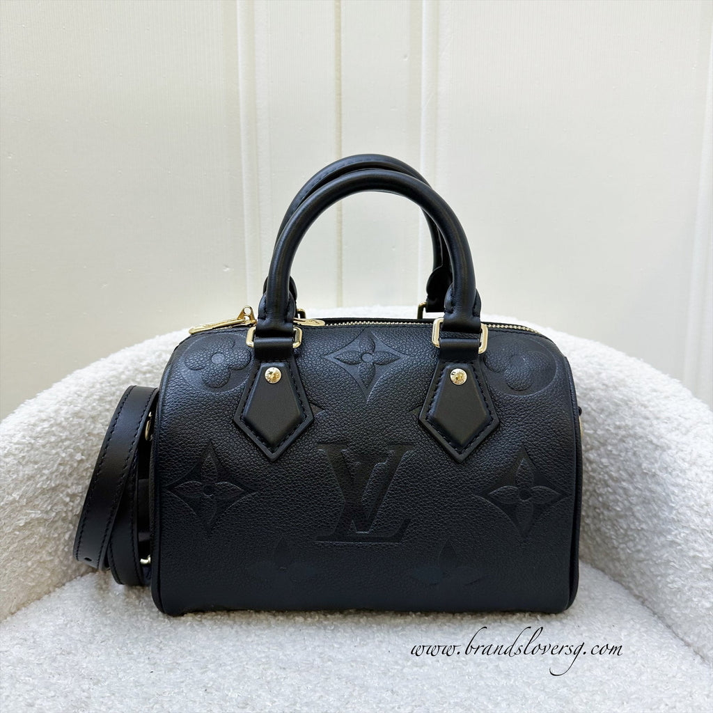 LV Speedy Bandouliere 20 in Black Giant Monogram Empreinte Leather and GHW
