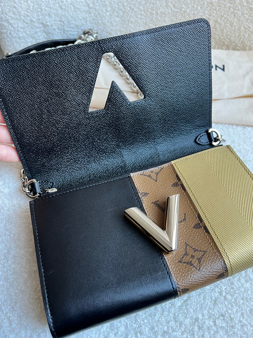Louis Vuitton Reverse Monogram Studded Twist Chain Wallet