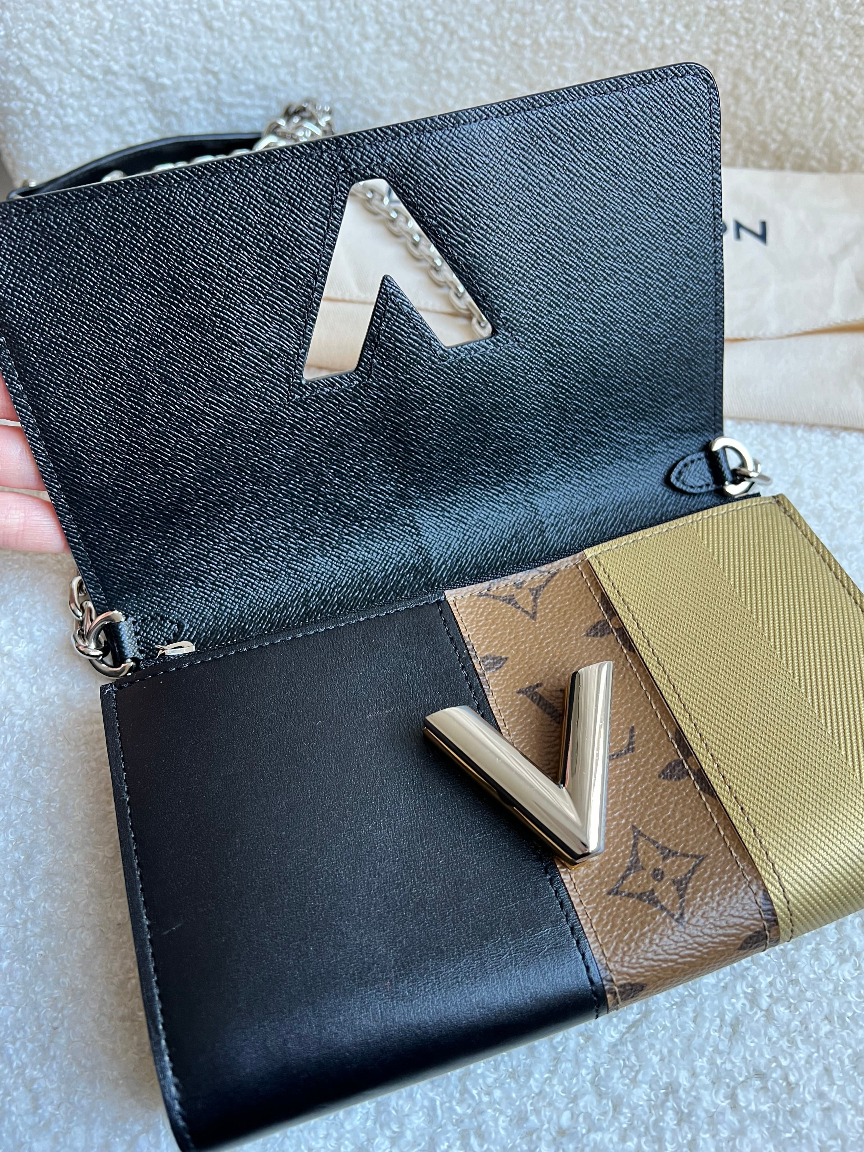 Louis Vuitton Reverse Monogram Studded Twist Chain Wallet