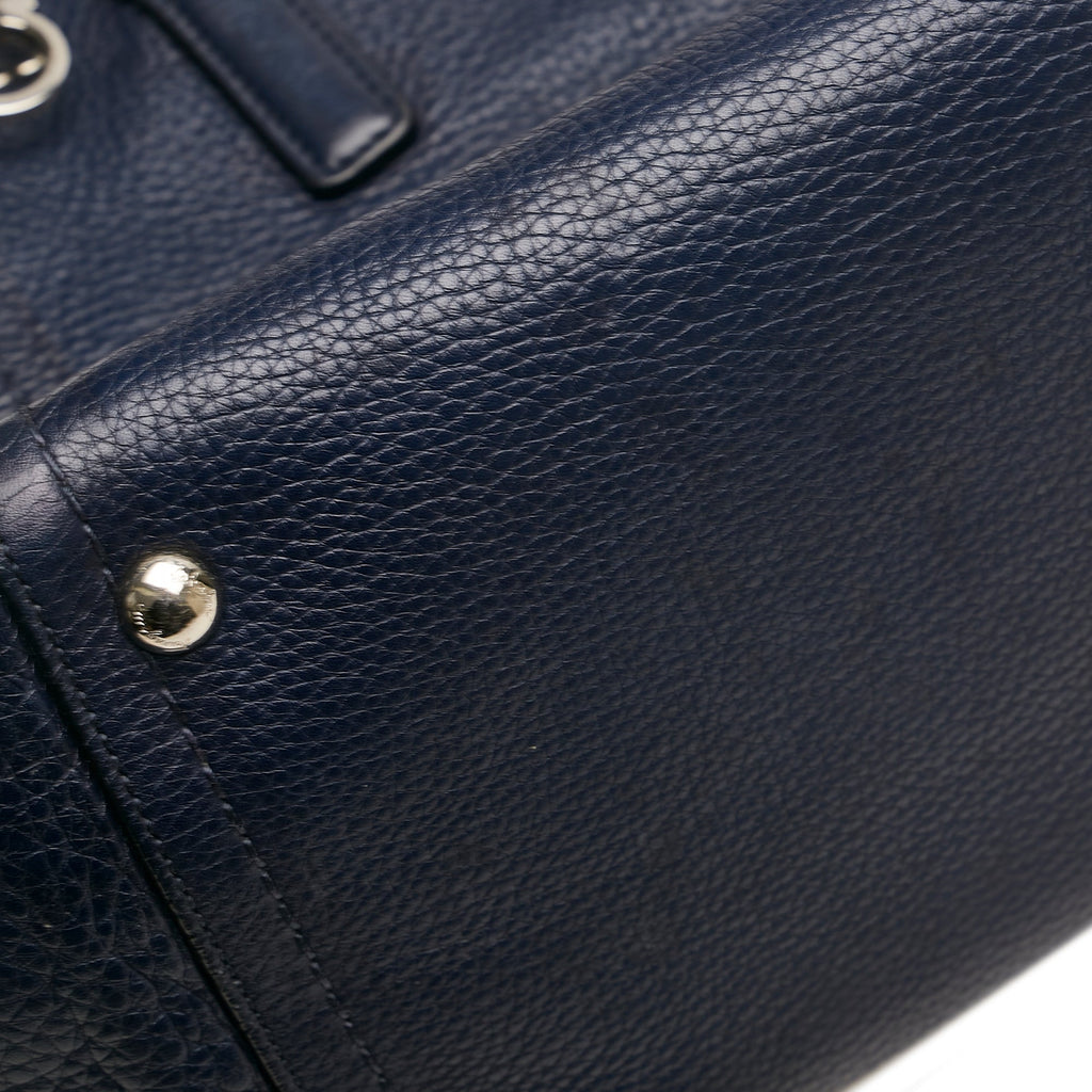 Blue Ferragamo Gancini Leather Tote Bag