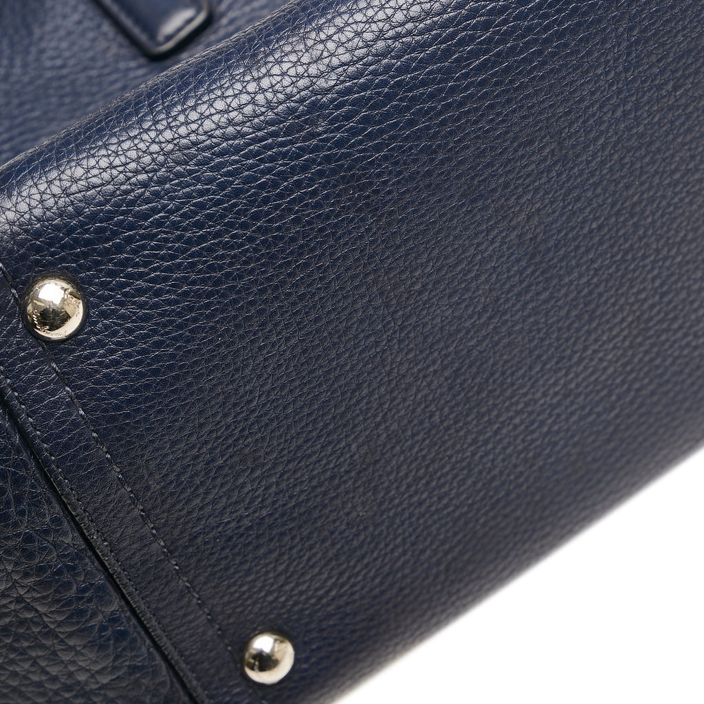 Blue Ferragamo Gancini Leather Tote Bag