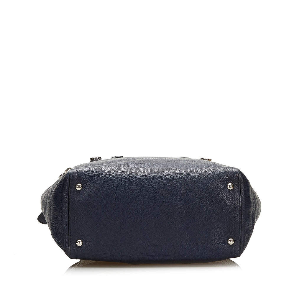 Blue Ferragamo Gancini Leather Tote Bag