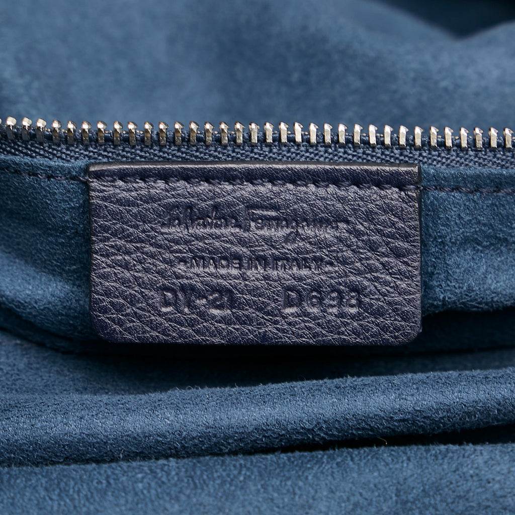 Blue Ferragamo Gancini Leather Tote Bag