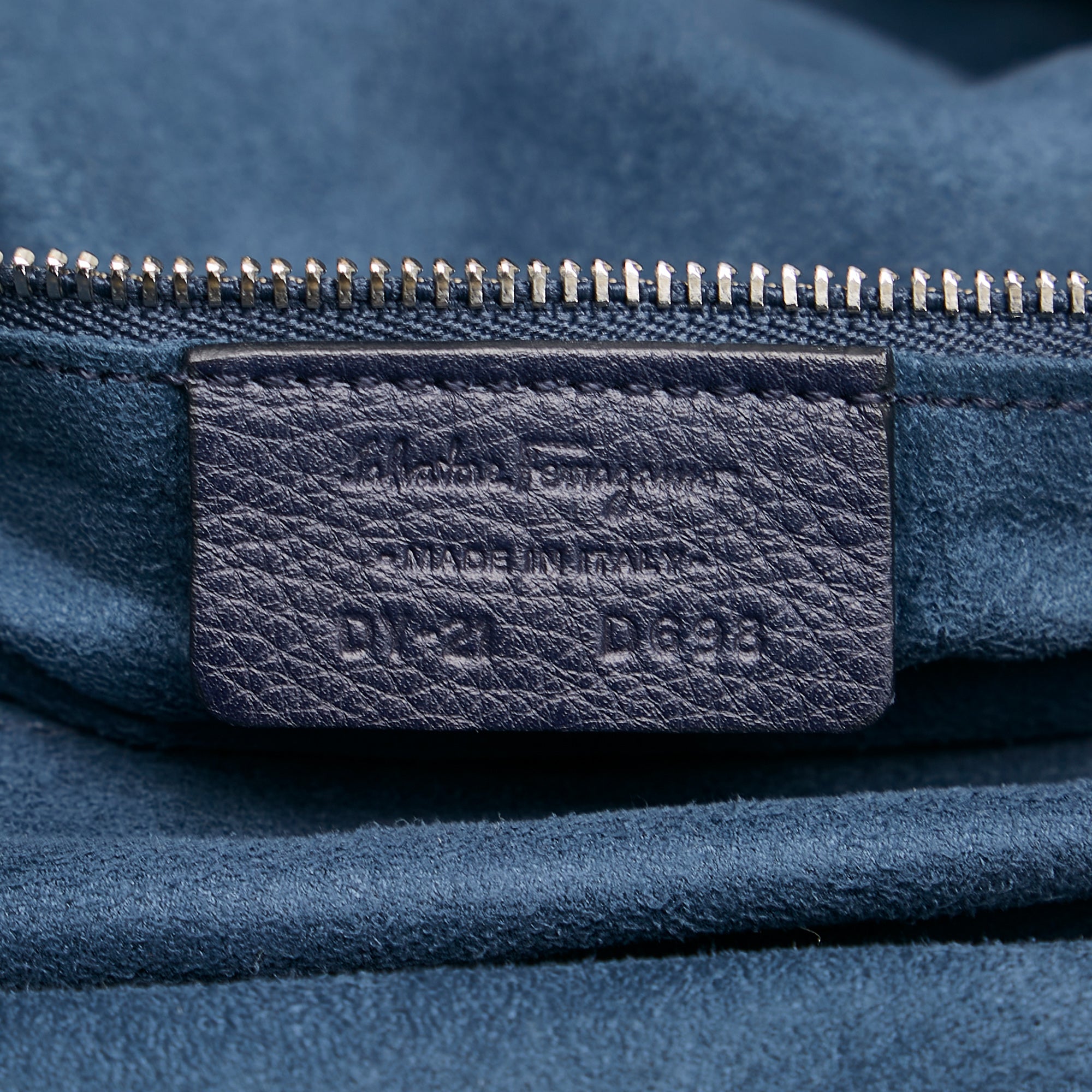 Blue Ferragamo Gancini Leather Tote Bag