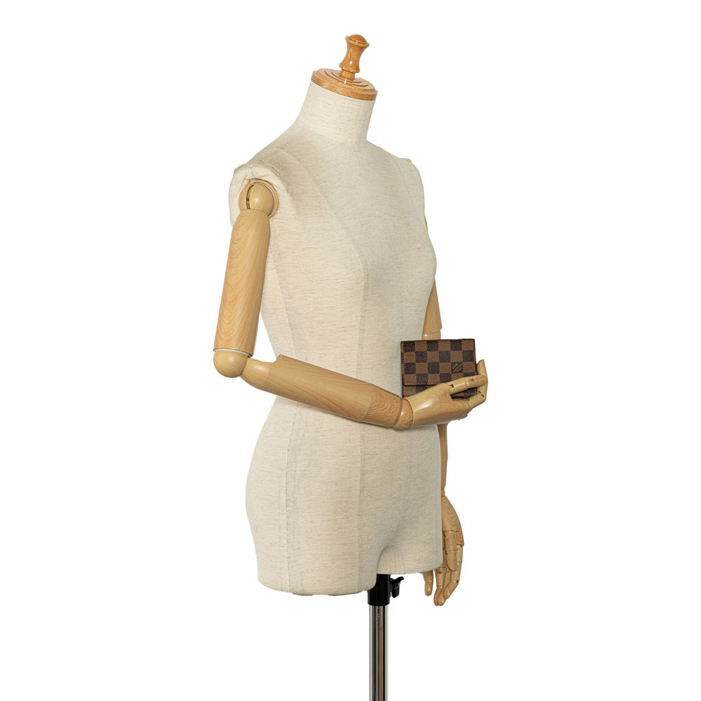 Brown Louis Vuitton Damier Ebene Business Card Holder