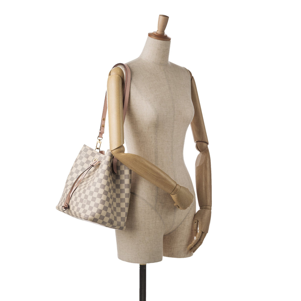 White Louis Vuitton Damier Azur Neonoe Bucket Bag