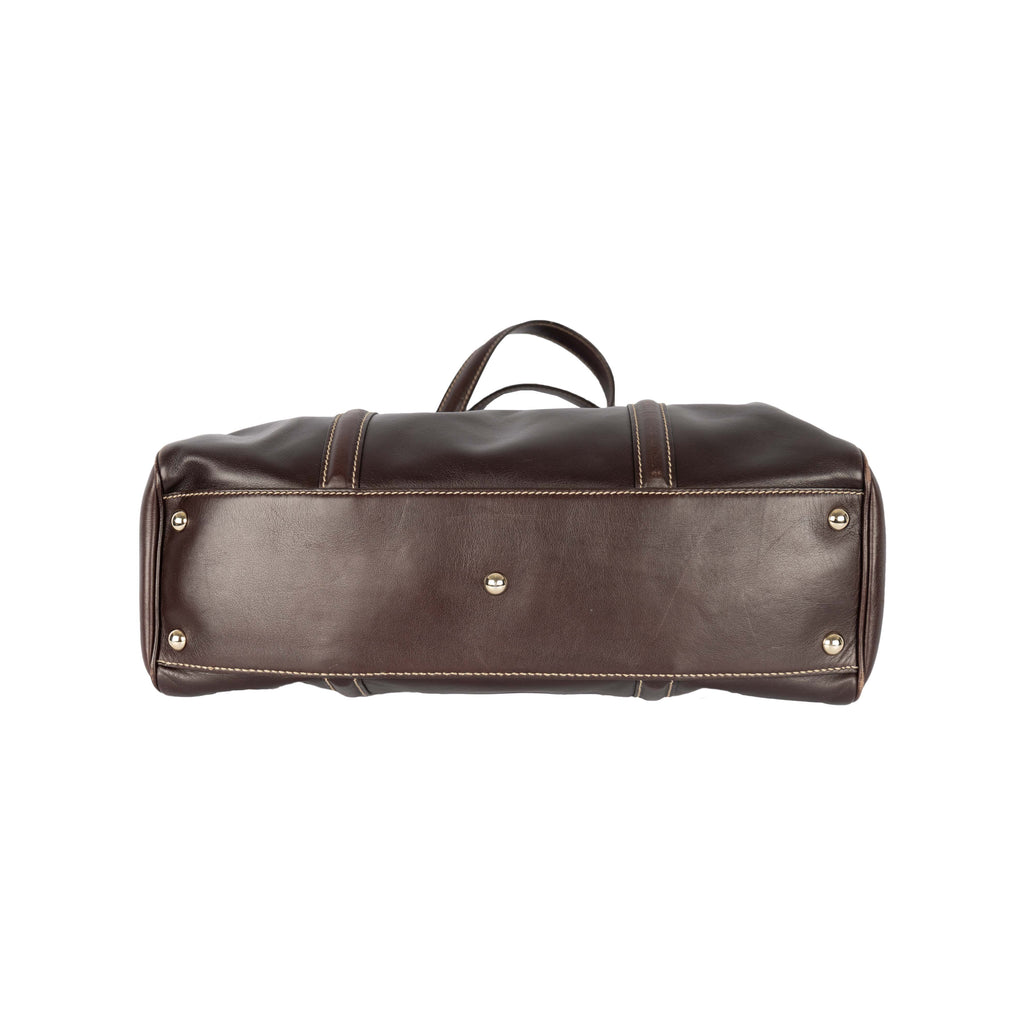 Gucci Dark Brown Leather GG Britt Boston Bag - '10s