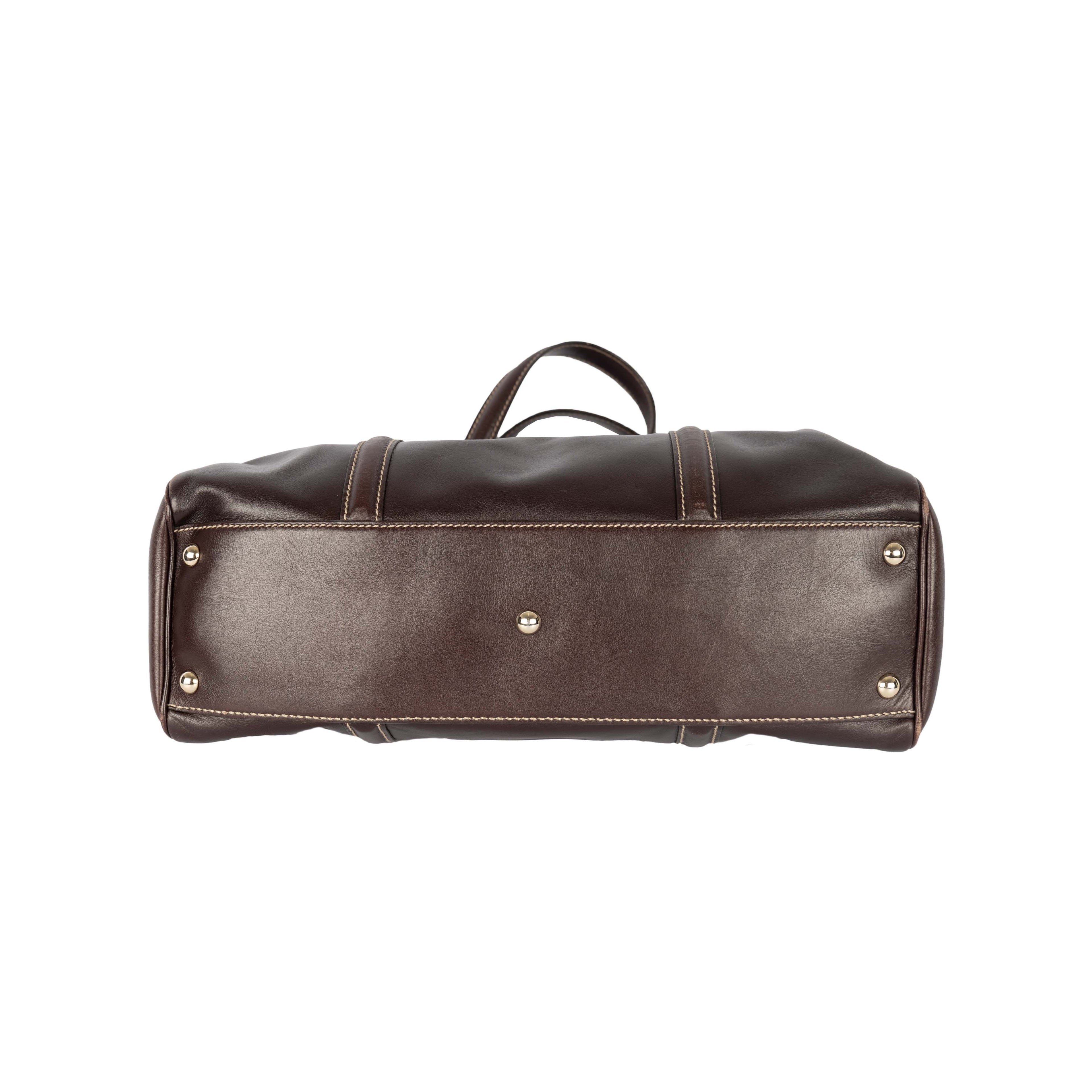 Gucci Dark Brown Leather GG Britt Boston Bag - '10s