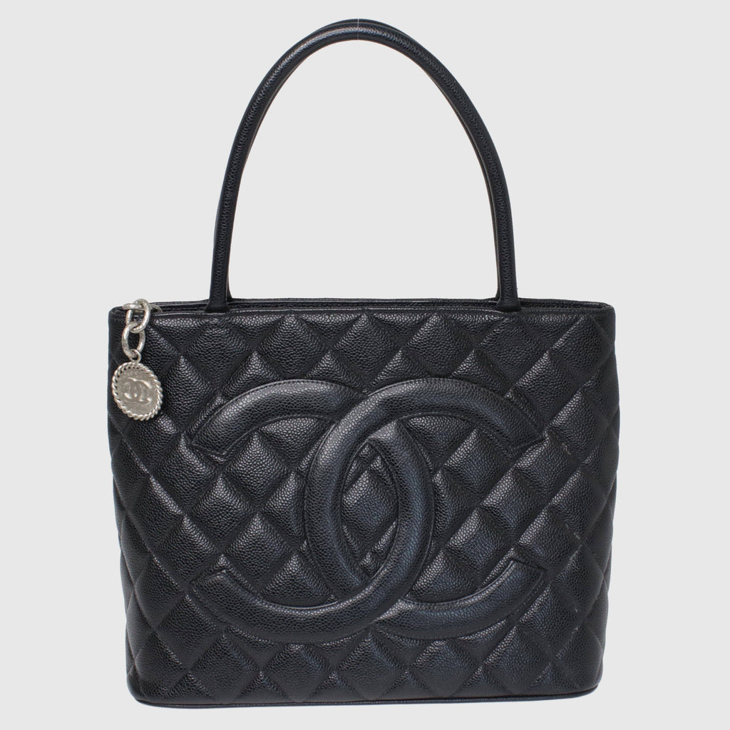 Black Vintage CC Medallion Tote Bag