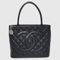 Black Vintage CC Medallion Tote Bag