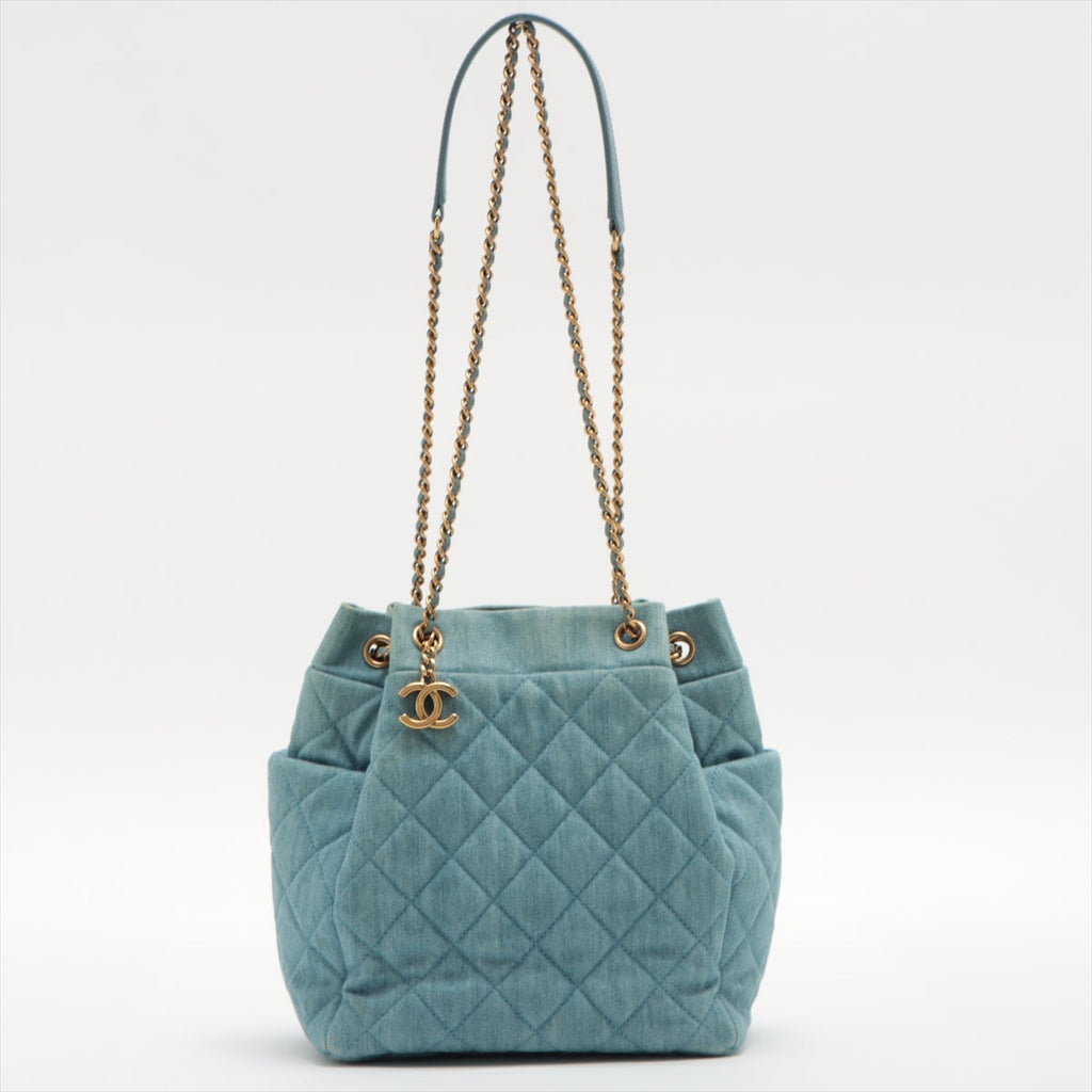 Chanel Matelasse Light Blue Denim Drawstring Bag