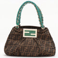 Fendi Zucca Canvas Handbag Brown and Green