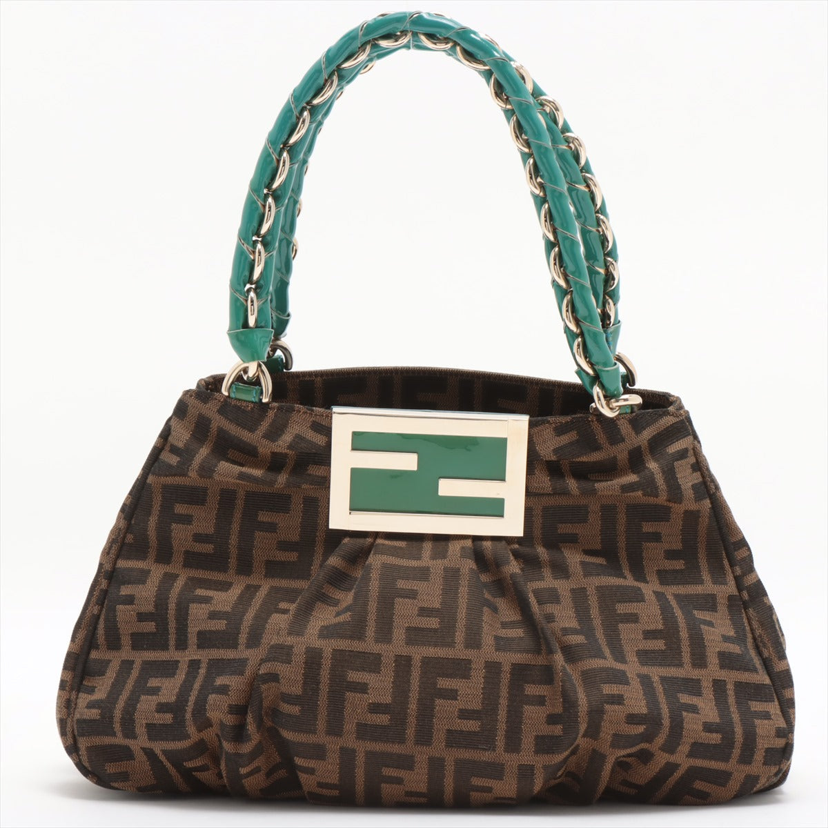 Fendi Zucca Canvas Handbag Brown and Green