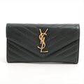 Saint Laurent V Stitch Envelop Long Wallet Black
