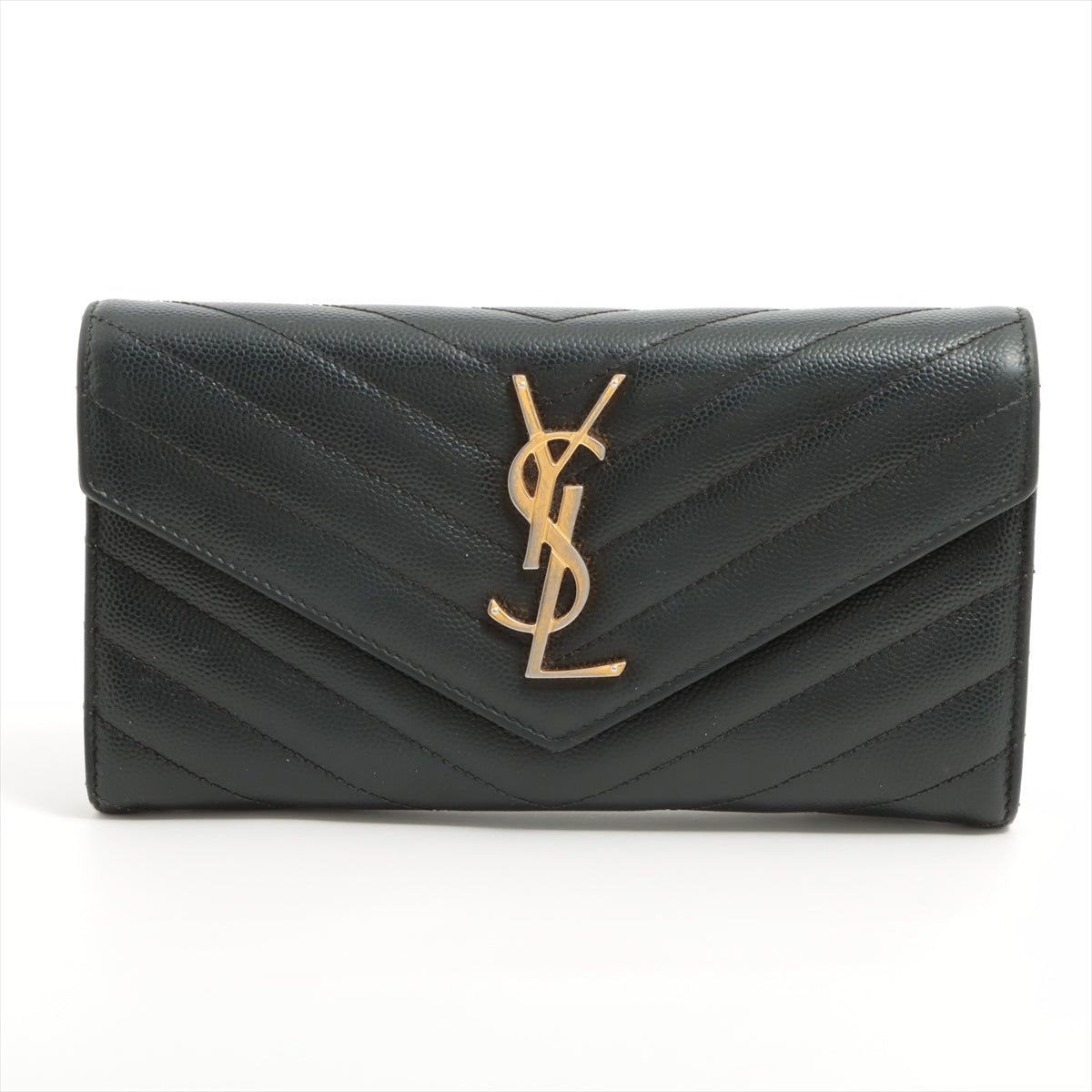 Saint Laurent V Stitch Envelop Long Wallet Black