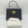 Salvatore Ferragamo Gancini Leather 2Way Hand Bag Black