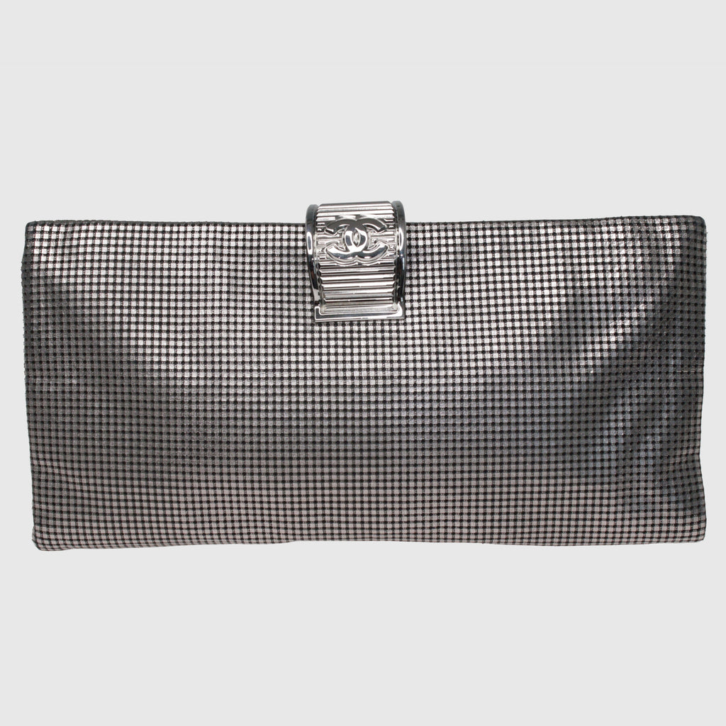 Metallic Silver Laser Etched Clutch