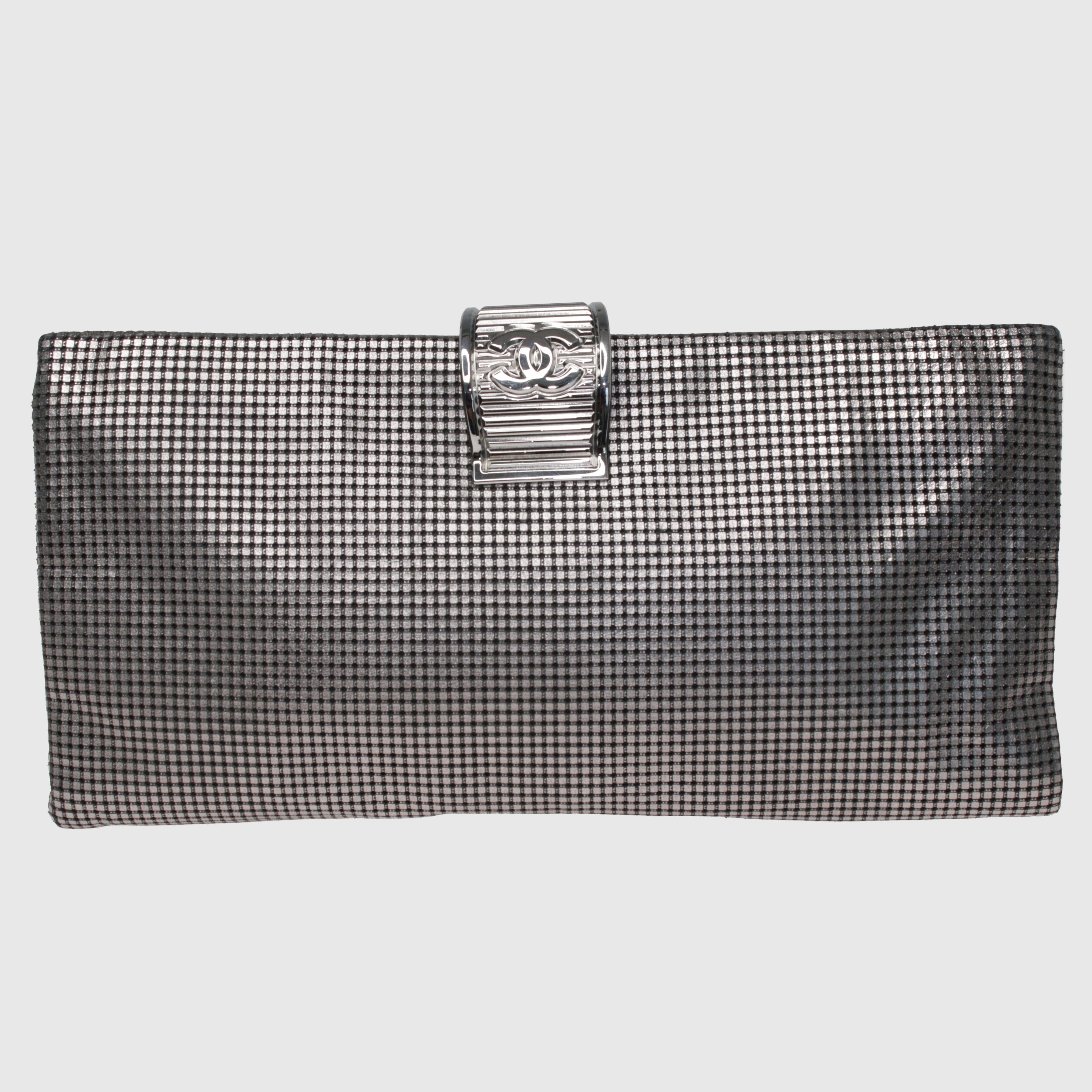 Metallic Silver Laser Etched Clutch