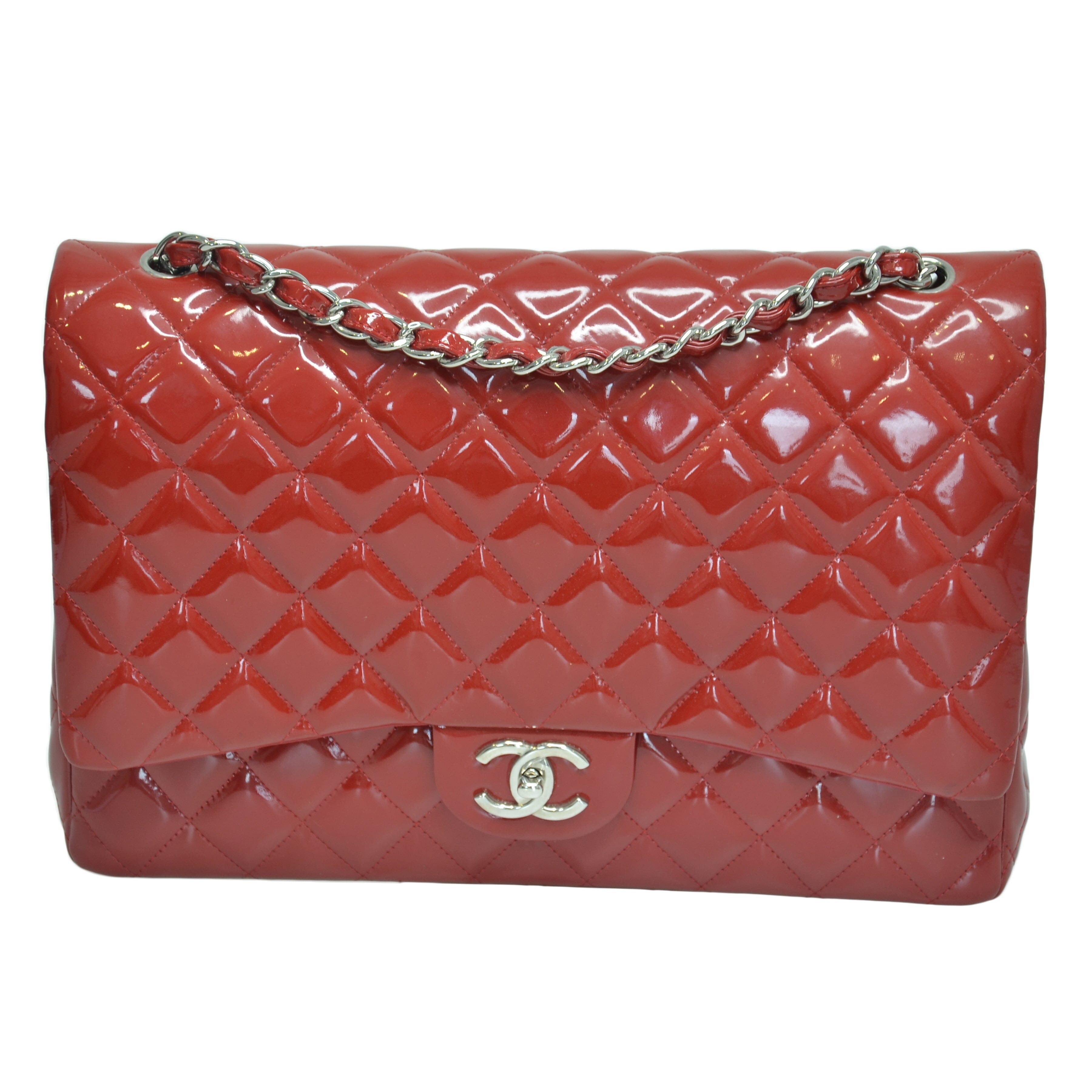 Red Quilted Maxi Classic Double Flap Bag