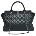 Black Quilted Be CC Double Handle Tote Bag