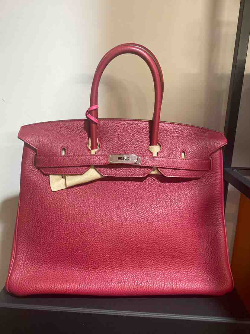 HermÃƒÆ’Ã‚Â¨s Dark Red 35 Birkin Bag