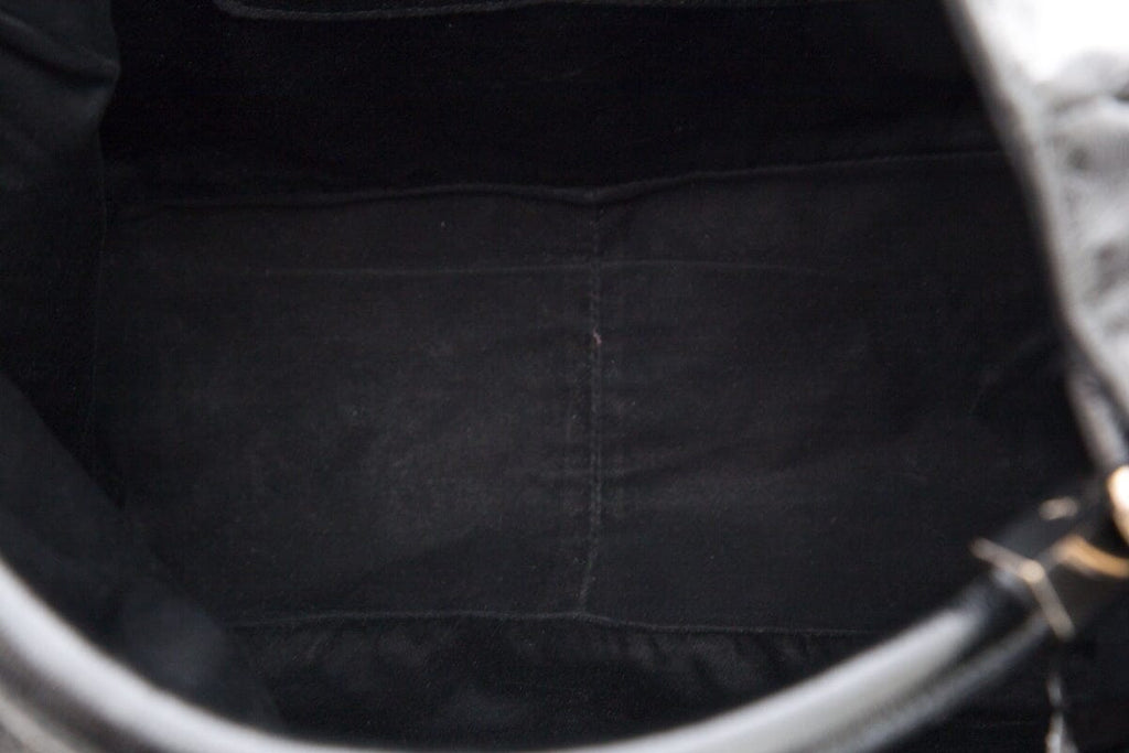YSL Black Patent Leather Hobo Handbag