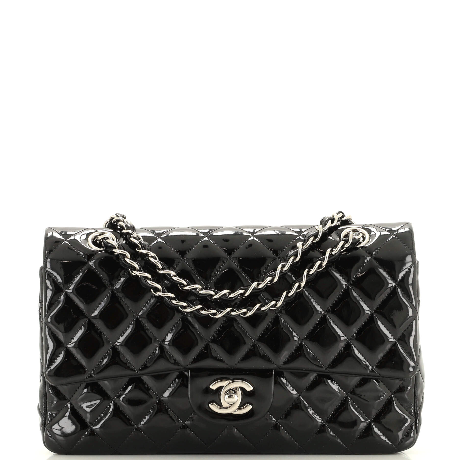 CHANEL Classic Double Flap Bag Quilted Patent Medium