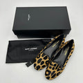 Saint Laurent Paris Brown Leopard Print Calf Hair Tribtoo Platform Pumps US Women`s Size 4 24080809