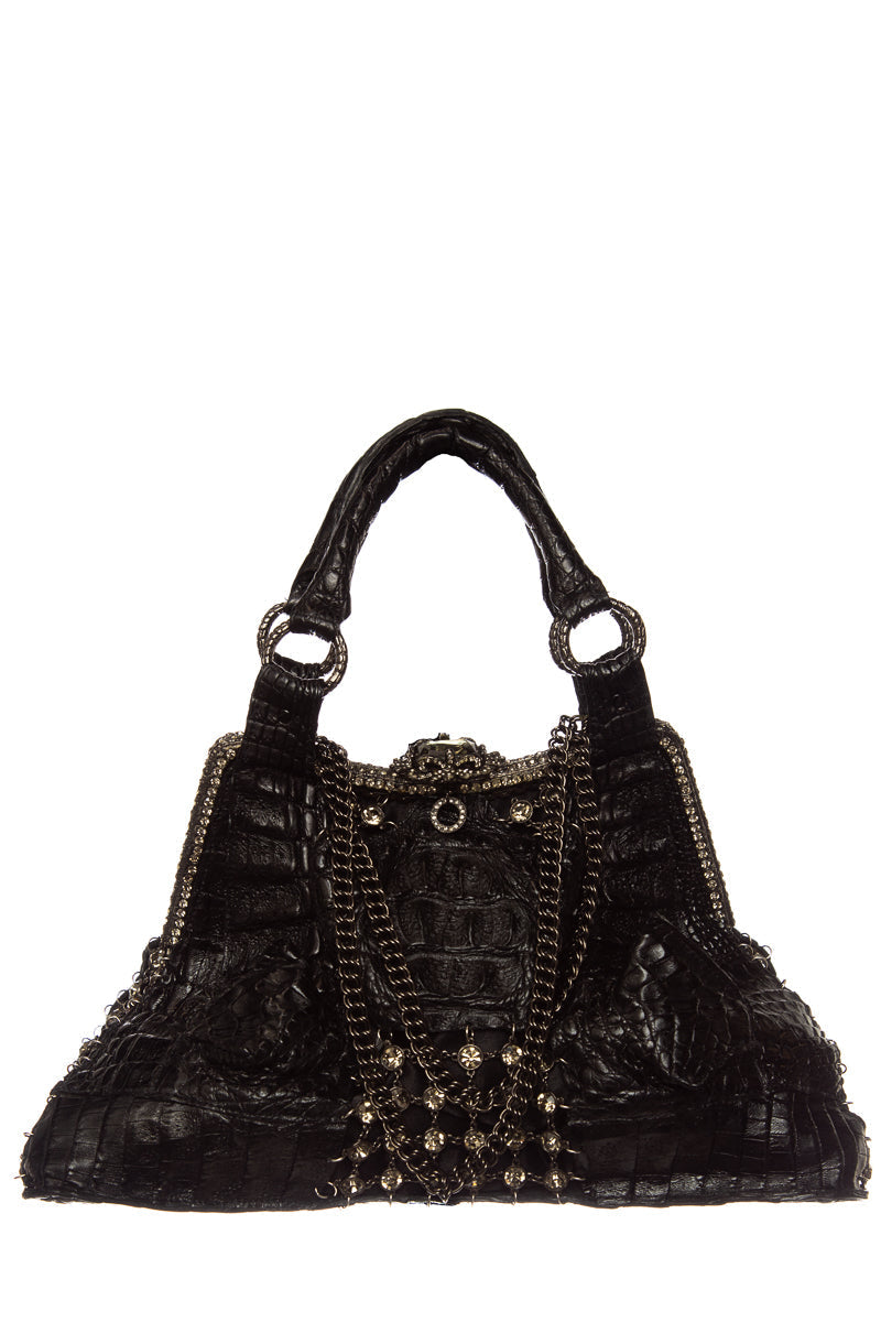 Clara Kasavina Black Crocodile Hand Bag