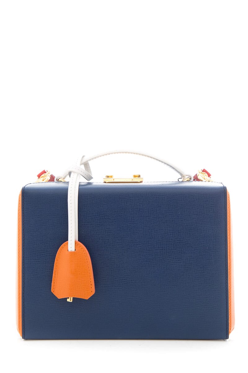 Mark Cross Blue & Orange Grace Box Handbag