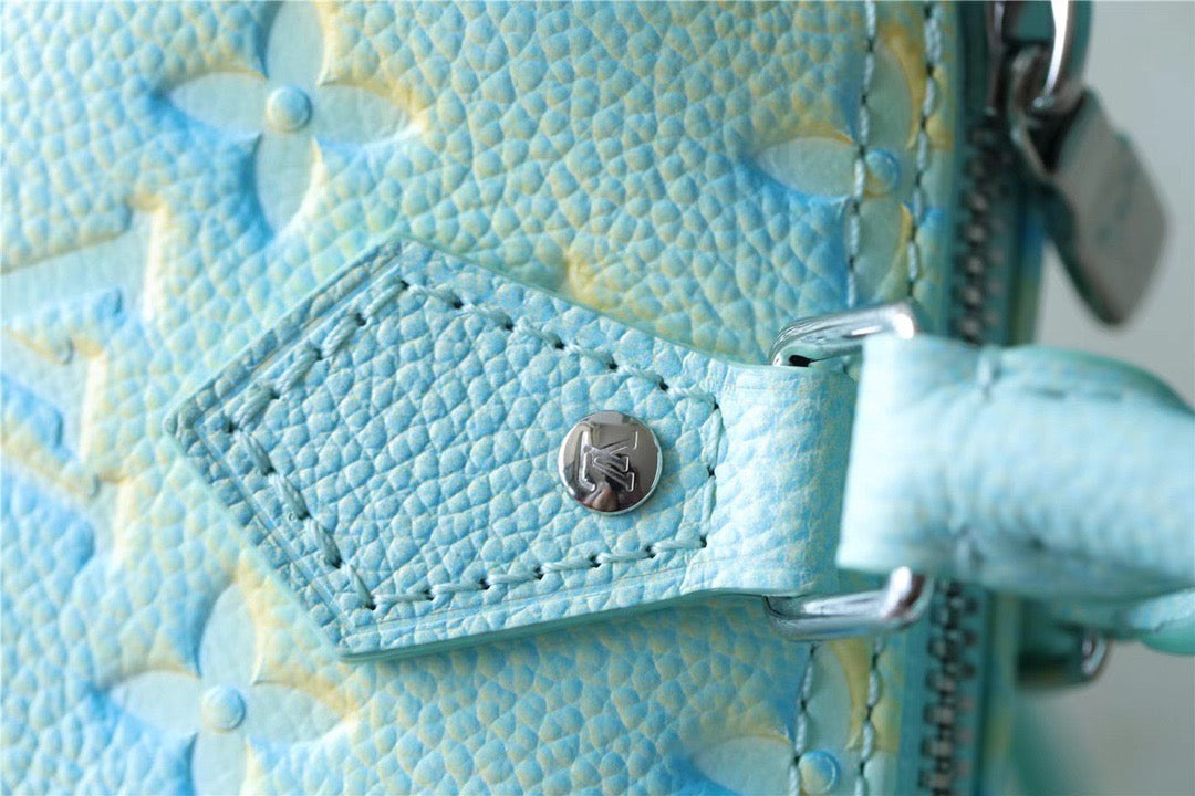LV Nano Speedy Monogram Empreinte Vert D’eau Green For Women,  Shoulder And Crossbody Bags 16cm/6.3in LV 